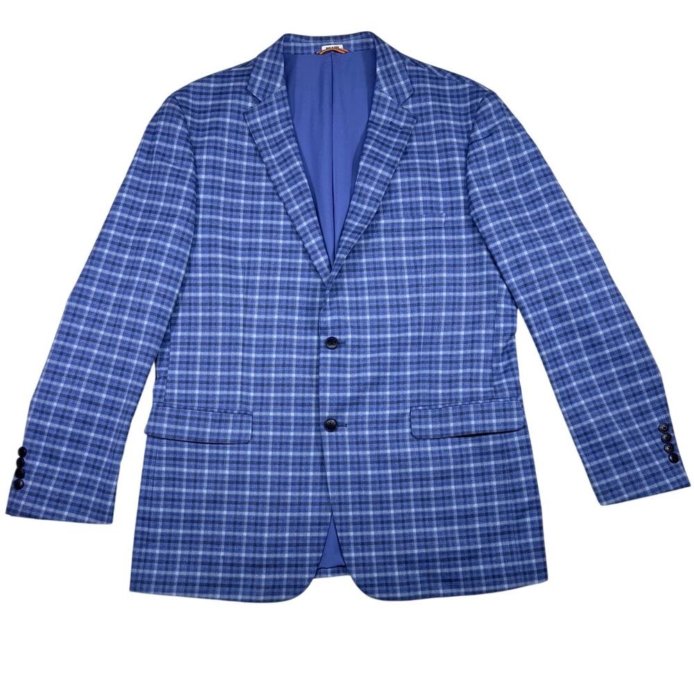 Crown & Ivy Motion Men's 46R Slim Fit Sport Coat - Blue Windowpane Stretch